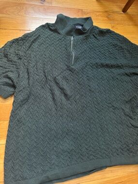 Abercrombie & Fitch Dark Green Half-Zip Knit Polo Sweater